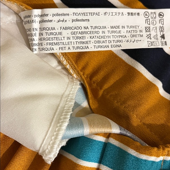 Zara TRF Collection Striped Pants in Size XS Mustard and Teal - Picture 6 of 6